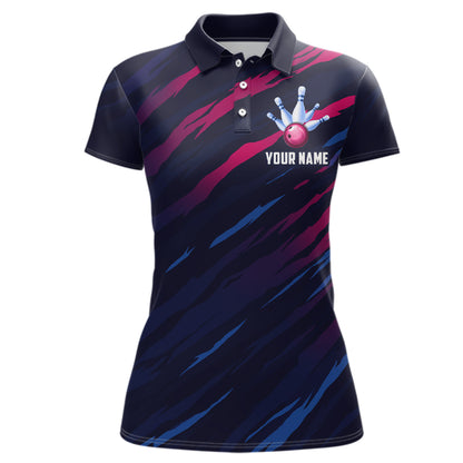 Custom Bowling Jersey Men And Women Custom Bowling Shirts Unisex Navy Polo Bowling Team Shirt CP04