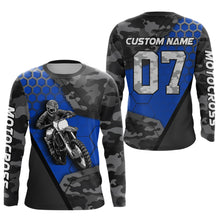 Load image into Gallery viewer, Blue Motocross Jersey Upf30+ Custom Dirt Bike Jersey Mens Women Off-Road Jersey Adult&amp;Kid| CTP45