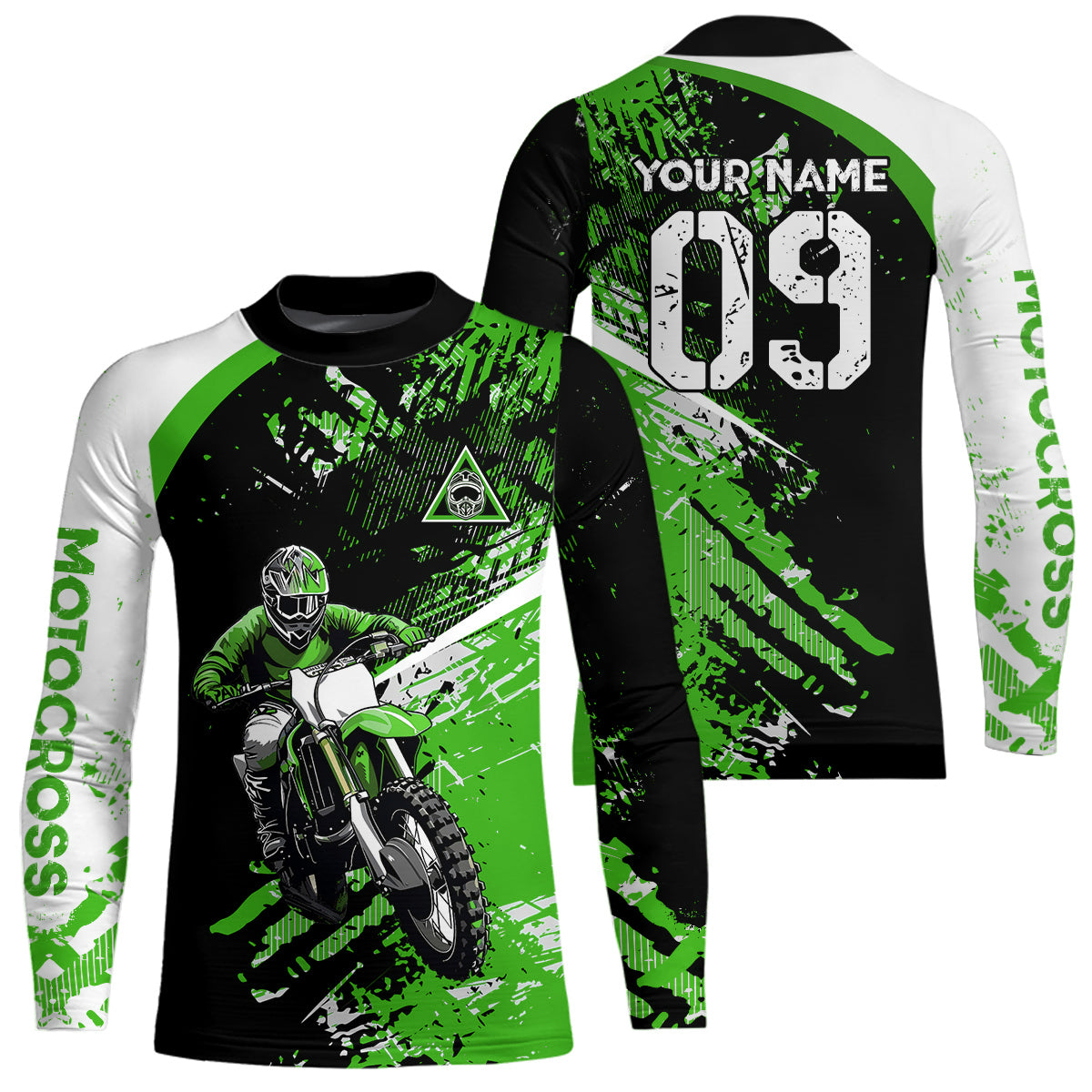 Adult&Kid Custom Motocross Jersey Green UPF30+ MX Racing Biker Off-road Dirt Bike Racewear| CTP31