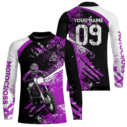 Adult&Kid Custom Motocross Jersey Purple UPF30+ MX Racing Biker Off-road Dirt Bike Racewear| CTP31