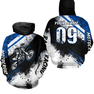 Adult&Kid blue custom dirt bike jersey Motocross jersey upf30+ mens women Motocross Shirt| CTP02