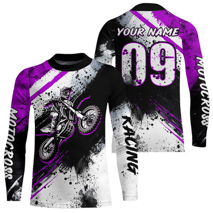 Adult&Kid purple custom dirt bike jersey Motocross jersey upf30+ mens women Motocross Shirt| CTP02