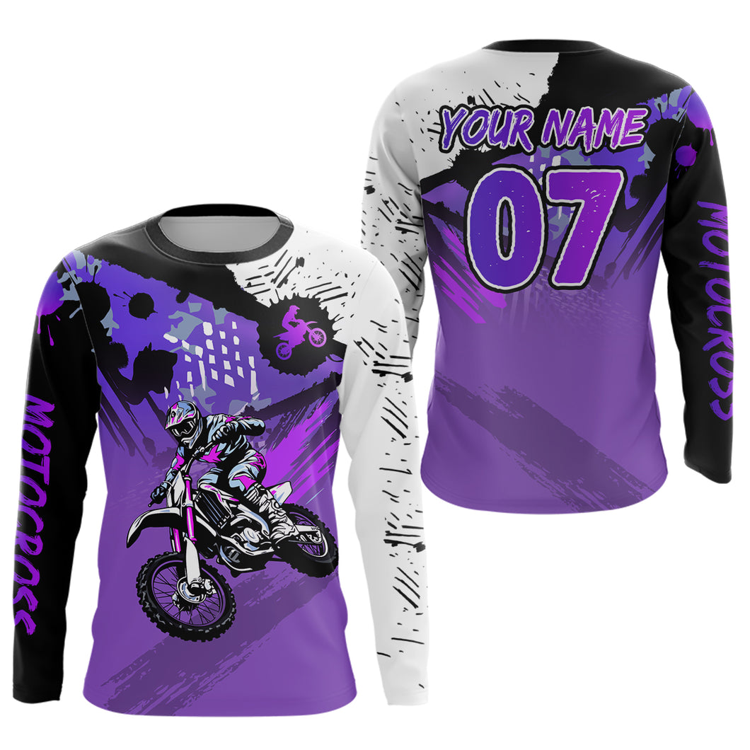 Custom Motocross Jersey Purple Dirt Bike Clothes Upf30+ Mens Women Motorcycle Jersey| CTP14
