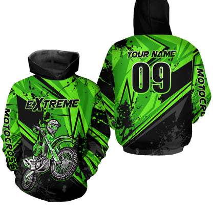 Custom Dirt Bike Jersey Green Motocross Jersey Upf30+ Mens Women Extreme Racing Shirt| CTP29