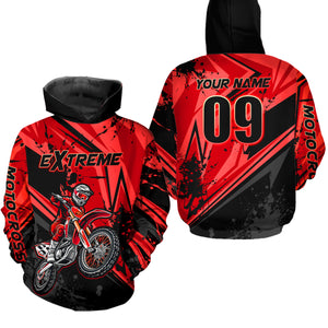 Custom Dirt Bike Jersey Red Motocross Jersey Upf30+ Mens Women Extreme Racing Shirt| CTP29