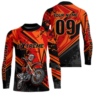 Custom Dirt Bike Jersey Orange Motocross Jersey Upf30+ Mens Women Extreme Racing Shirt| CTP29