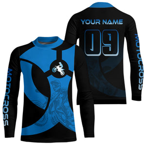 Custom Blue Dirt Bike Jersey Motocross Jersey Upf30+ Mens Women Off-Road Shirt| CTP85