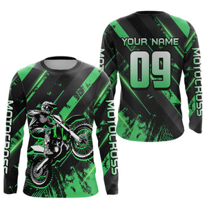 Adult&Kid Custom Green Dirt Bike Jersey Motocross Shirt Upf30+ Motocross Shirt| CTP96