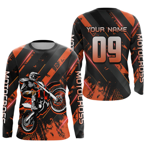 Adult&Kid Custom Orange Dirt Bike Jersey Motocross Shirt Upf30+ Motocross Shirt| CTP96