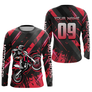 Adult&Kid Custom Red Dirt Bike Jersey Motocross Shirt Upf30+ Motocross Shirt| CTP96