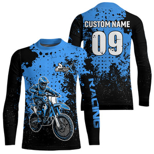 Custom Blue Motocross Jersey for Men Women Upf30+ Dirt Bike Shirt Motorcycle Jersey| CTP11