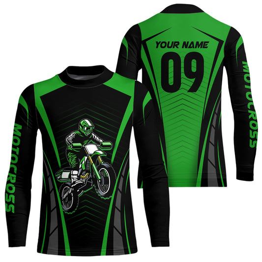 Custom Motocross Jersey Green UPF30+ Dirt Bike Shirt MX Racing Racewear Adult&Kid| CTP50