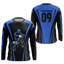 Load image into Gallery viewer, Custom Motocross Jersey Blue UPF30+ Dirt Bike Shirt MX Racing Racewear Adult&amp;Kid| CTP50