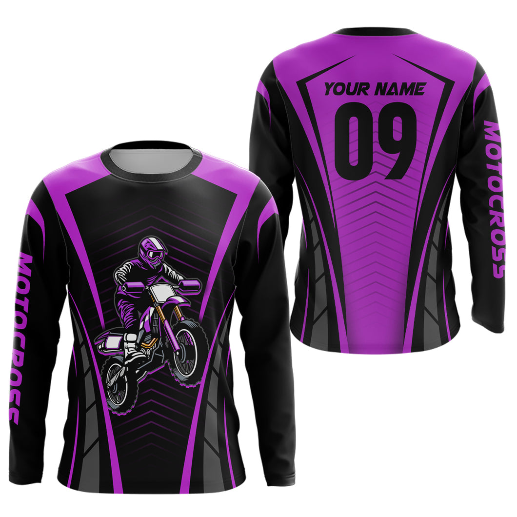 Custom Motocross Jersey Purple UPF30+ Dirt Bike Shirt MX Racing Racewear Adult&Kid| CTP50