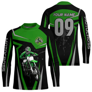 Adult&Kid Green Custom Dirt Bike Jersey Motocross Jersey Upf30+ Motocross Shirt| CTP74