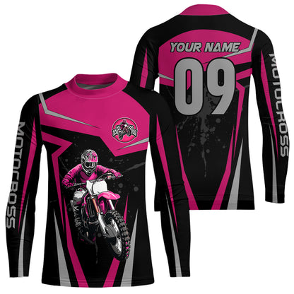 Adult&Kid Pink Custom Dirt Bike Jersey Motocross Jersey Upf30+ Motocross Shirt| CTP74