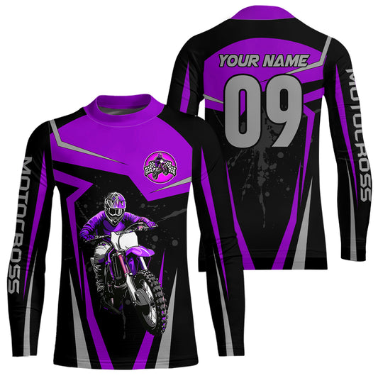 Adult&Kid Purple Custom Dirt Bike Jersey Motocross Jersey Upf30+ Motocross Shirt| CTP74