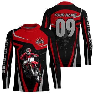 Adult&Kid Red Custom Dirt Bike Jersey Motocross Jersey Upf30+ Motocross Shirt| CTP74
