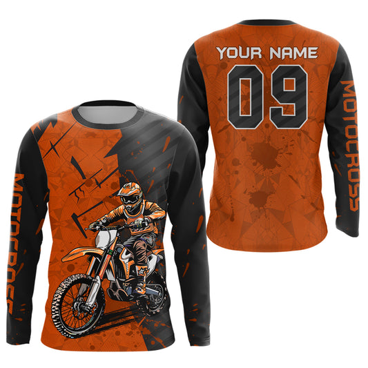 Custom Dirt Bike Jersey Orange Motocross Jersey Upf30+ Mens Women Motocross Shirt| CTP19