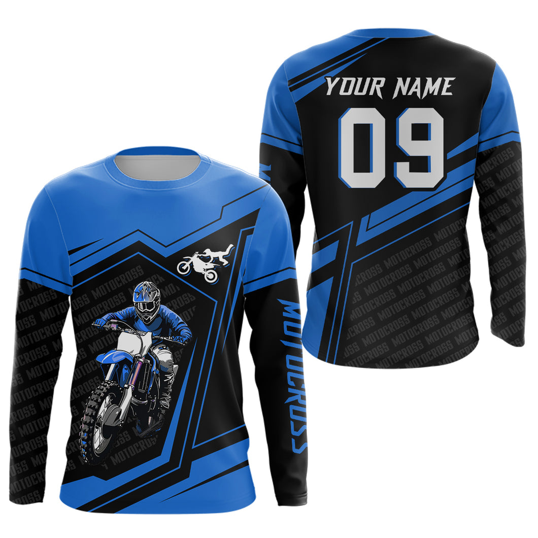 Custom Motocross Jersey Blue Dirt Bike Clothes Upf30+ Mens Women Motorcycle Jersey| CTP58