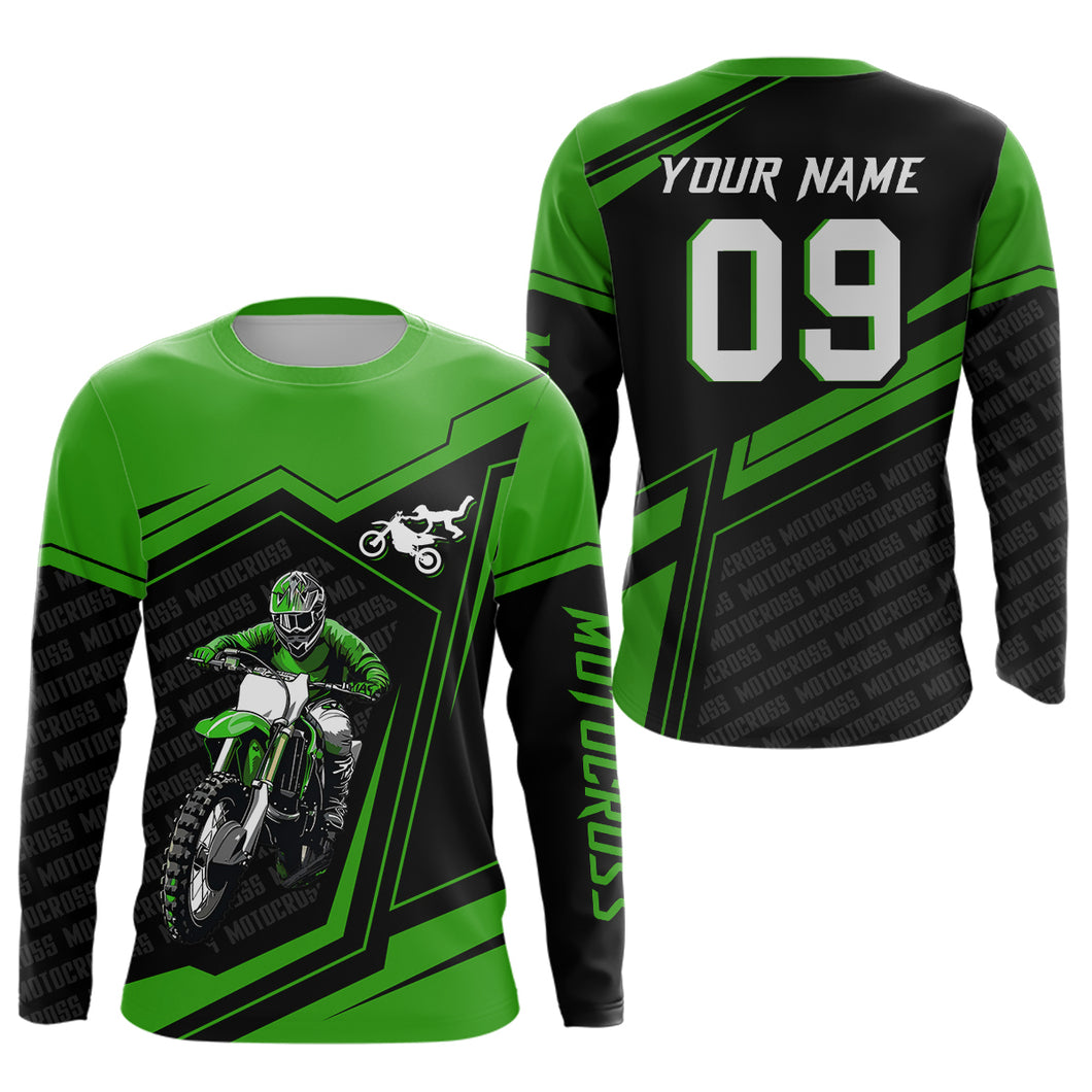 Custom Motocross Jersey Green Dirt Bike Clothes Upf30+ Mens Women Motorcycle Jersey| CTP58