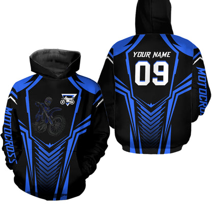 Adult&Kid Custom Motocross Jersey Blue UPF30+ MX Racing Biker Off-road Dirt Bike Racewear| CTP49