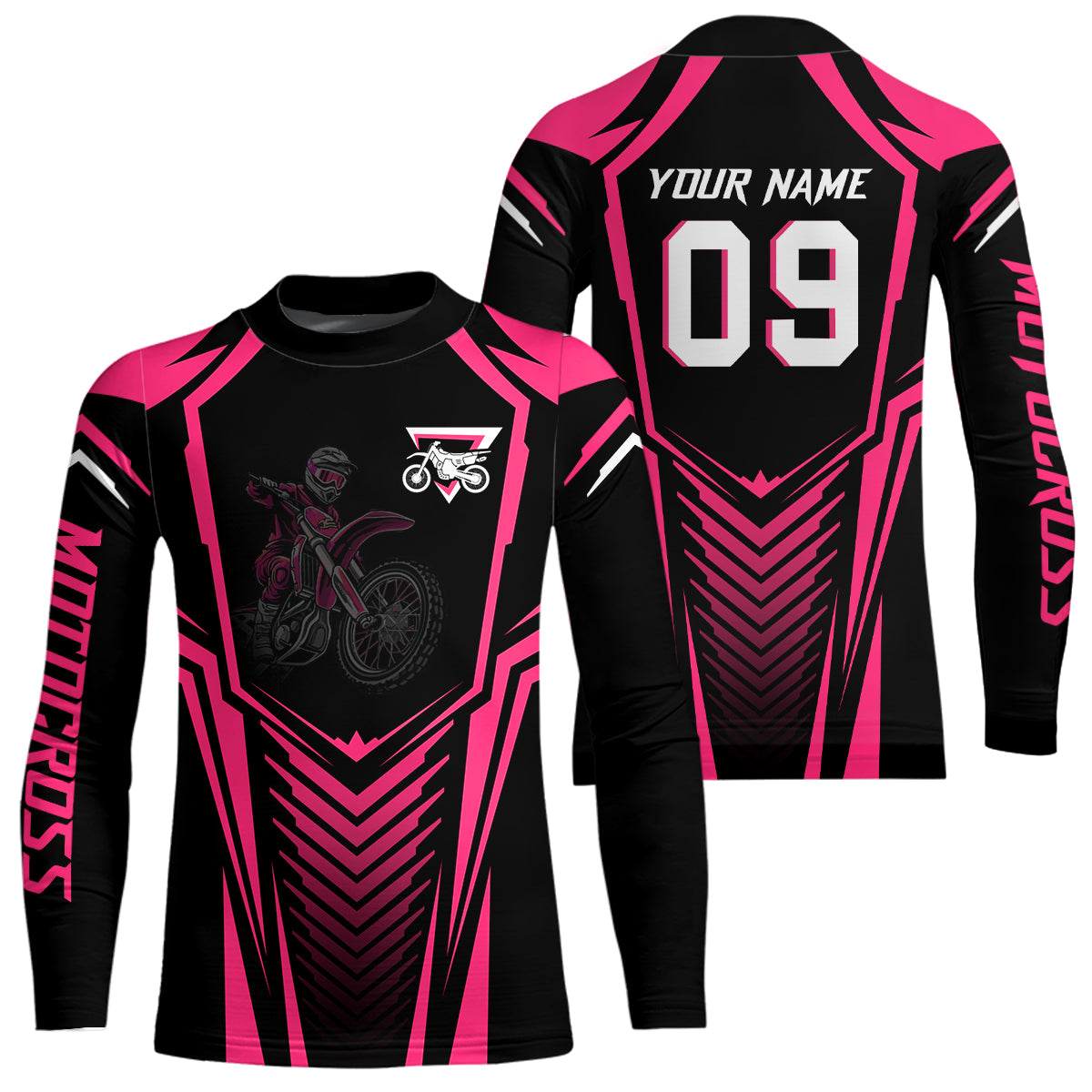Adult&Kid Custom Motocross Jersey Pink UPF30+ MX Racing Biker Off-road Dirt Bike Racewear| CTP49