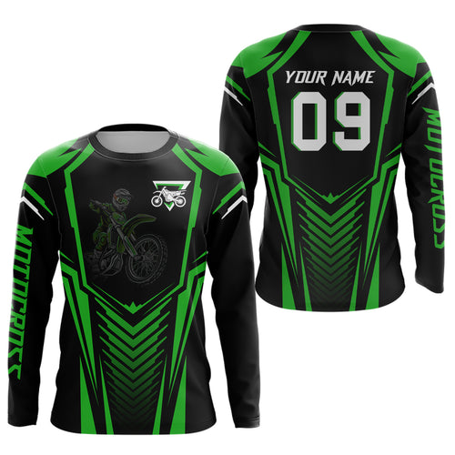 Adult&Kid Custom Motocross Jersey Green UPF30+ MX Racing Biker Off-road Dirt Bike Racewear| CTP49