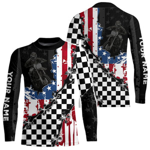 Custom Motocross Jersey for Men Women Upf30+ US Flag Dirt Bike Shirt Motorcycle Jersey| CTP70