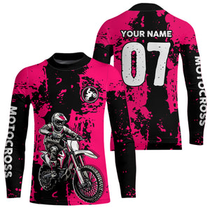 Custom Dirt Bike Jersey Pink Motocross Jersey Upf30+ Mens Women Racing Shirt| CTP24