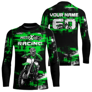 Adult&Kid Green Custom Dirt Bike Jersey Motocross Jersey Upf30+ Mens Women Motocross Shirt| CTP66