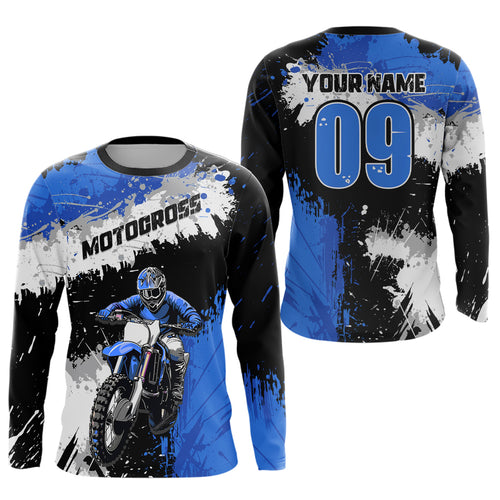 Adult&Kid Blue Custom Motocross Jersey UPF30+ MX Racing Dirt Bike Racewear| CTP34