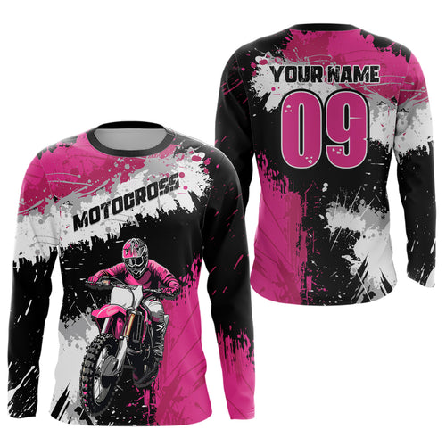 Adult&Kid Pink Custom Motocross Jersey UPF30+ MX Racing Dirt Bike Racewear| CTP34