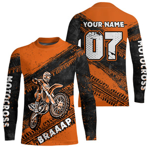 Custom Motocross Jersey Orange Mens Women Upf30+ Dirt Bike Jersey Racing Shirt| CTP09