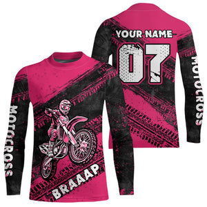 Custom Motocross Jersey Pink Mens Women Upf30+ Dirt Bike Jersey Racing Shirt| CTP09