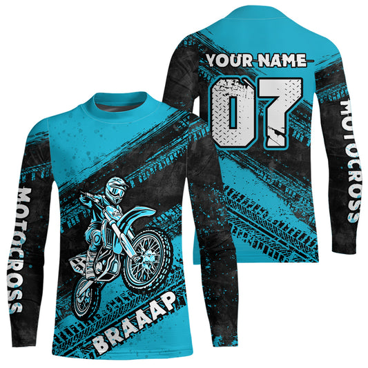 Custom Motocross Jersey Turquoise Mens Women Upf30+ Dirt Bike Jersey Racing Shirt| CTP09
