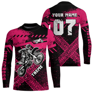Adult&Kid Custom Pink Motocross Jersey for Men Women Upf30+ Extreme Dirt Bike Shirt| CTP75