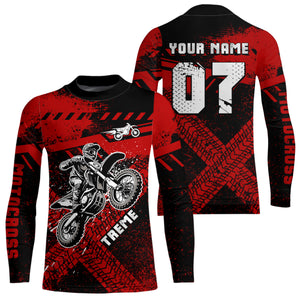Adult&Kid Custom Red Motocross Jersey for Men Women Upf30+ Extreme Dirt Bike Shirt| CTP75