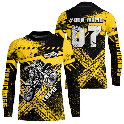 Adult&Kid Custom Yellow Motocross Jersey for Men Women Upf30+ Extreme Dirt Bike Shirt| CTP75