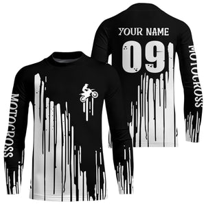 Adult&Kid black custom dirt bike jersey Motocross jersey upf30+ mens women Motocross Shirt| CTP06