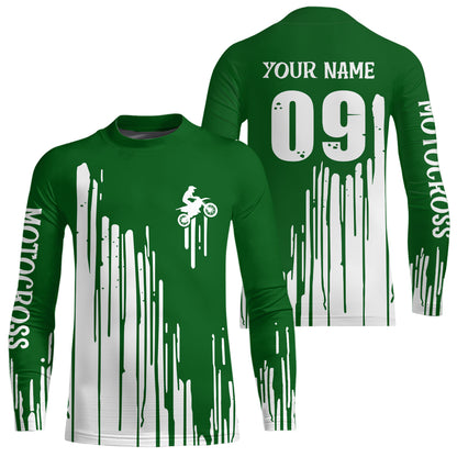 Adult&Kid green custom dirt bike jersey Motocross jersey upf30+ mens women Motocross Shirt| CTP06
