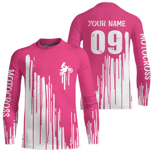 Adult&Kid pink custom dirt bike jersey Motocross jersey upf30+ mens women Motocross Shirt| CTP06