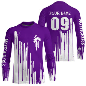 Adult&Kid purple custom dirt bike jersey Motocross jersey upf30+ mens women Motocross Shirt| CTP06