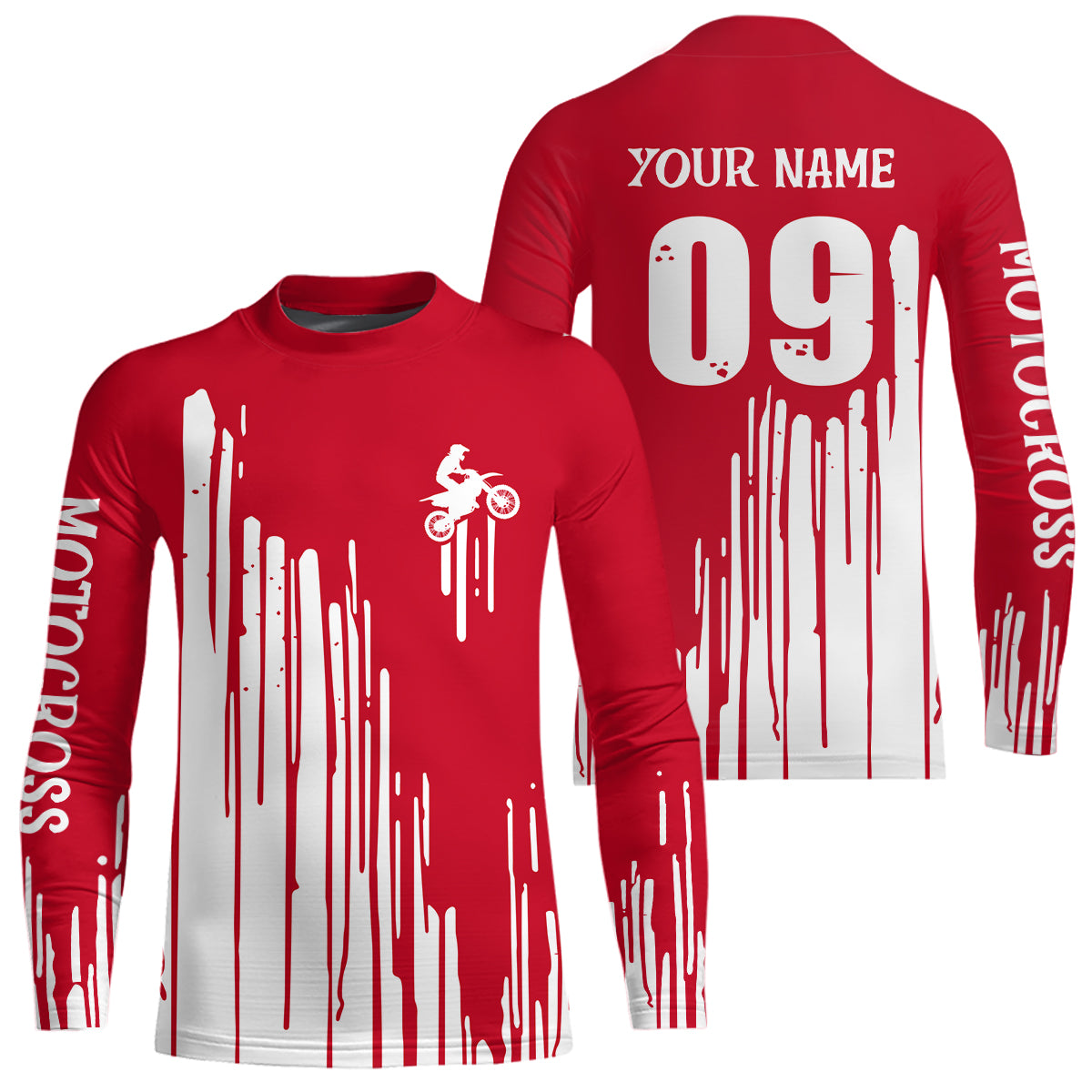 Adult&Kid red custom dirt bike jersey Motocross jersey upf30+ mens women Motocross Shirt| CTP06