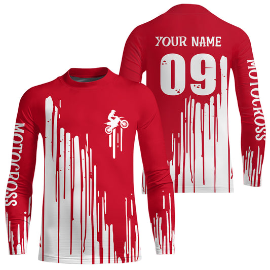 Adult&Kid red custom dirt bike jersey Motocross jersey upf30+ mens women Motocross Shirt| CTP06