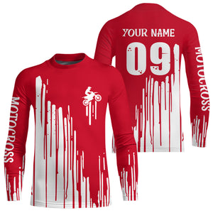 Adult&Kid red custom dirt bike jersey Motocross jersey upf30+ mens women Motocross Shirt| CTP06