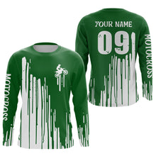 Load image into Gallery viewer, Adult&amp;Kid green custom dirt bike jersey Motocross jersey upf30+ mens women Motocross Shirt| CTP06