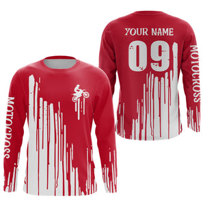 Adult&Kid red custom dirt bike jersey Motocross jersey upf30+ mens women Motocross Shirt| CTP06