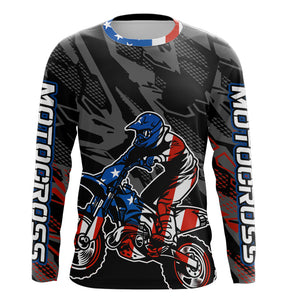 Adult&Kid American Flag Custom Dirt Bike Jersey Motocross Jersey Upf30+ Motocross Shirt| CTP95
