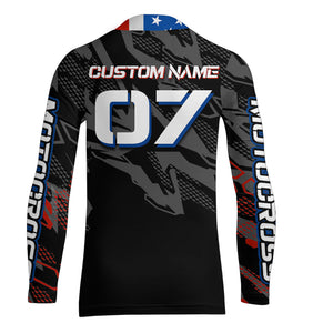 Adult&Kid American Flag Custom Dirt Bike Jersey Motocross Jersey Upf30+ Motocross Shirt| CTP95
